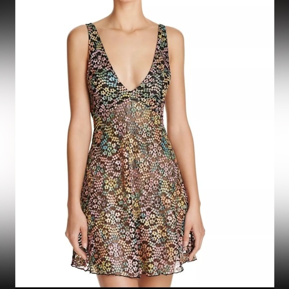 FREE PEOPLE INTIMATELY WOMEN'S BLACK FLORAL LACE Dress Small NWOT - Picture 2 of 7